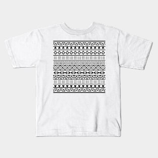 Aztec Influence Pattern BW Kids T-Shirt